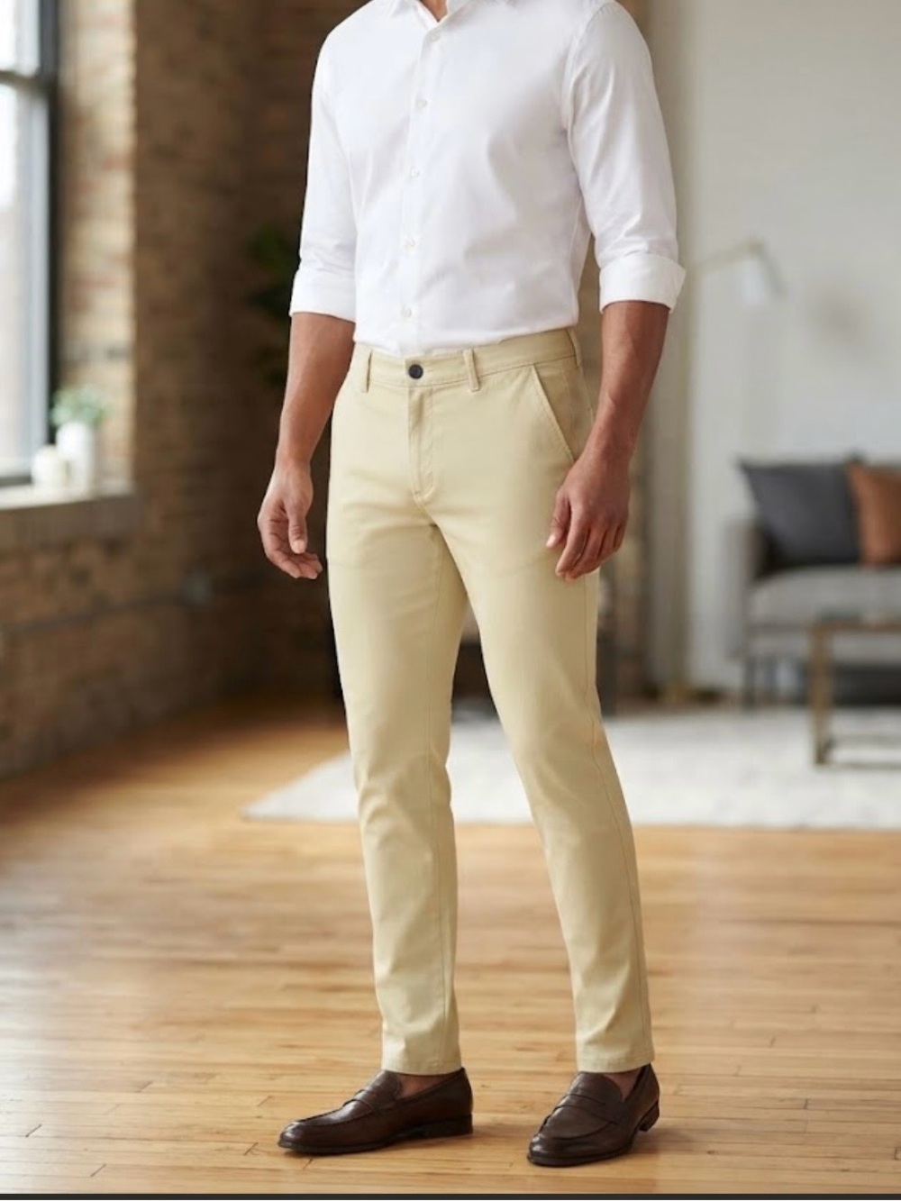 New Day & age Men's Slim  fit Chino Pants in Light Beige size w30x30L